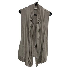 Athleta Taupe Sleeveless Drape Front Vest Adjustable Drawstring Womens Sz XS